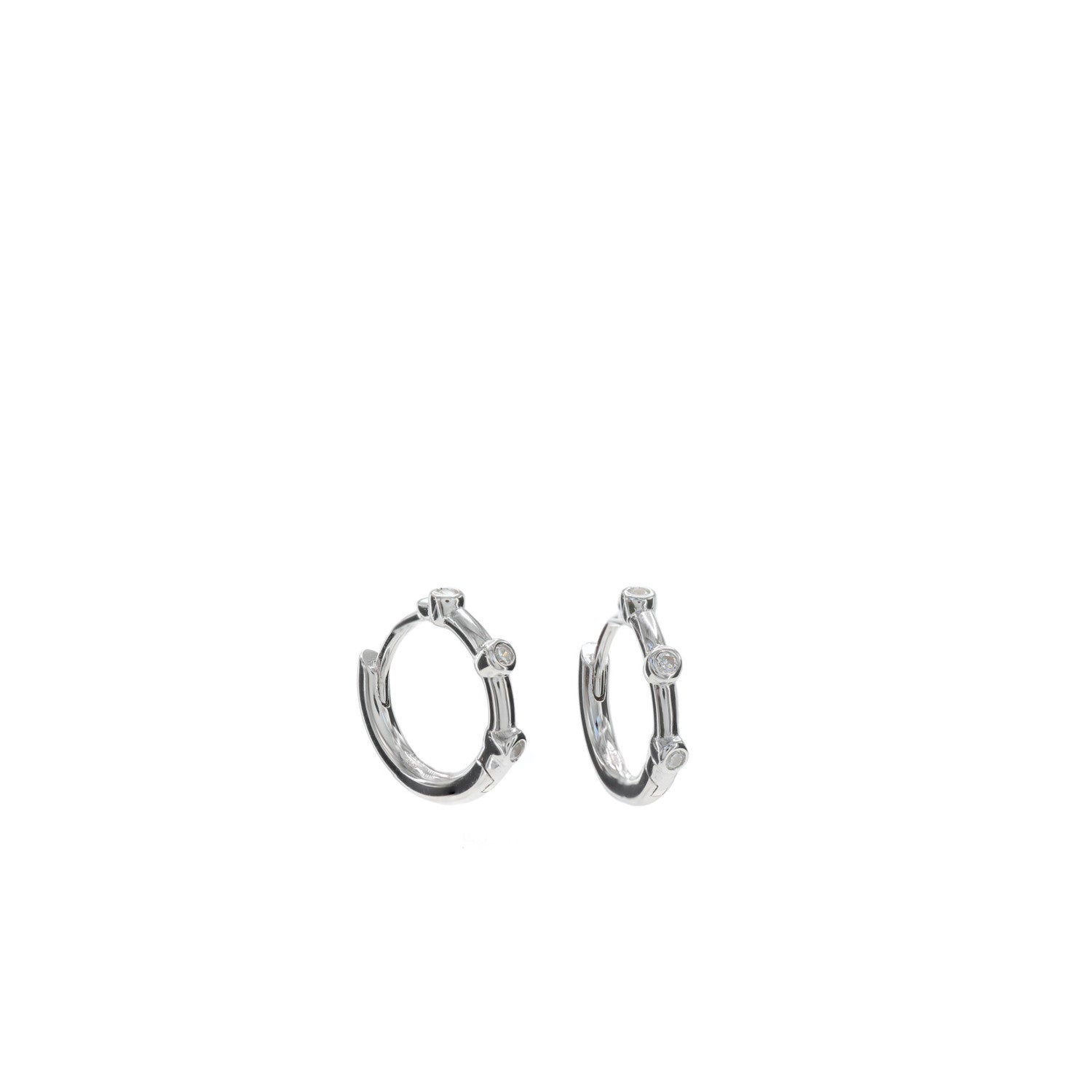 Boucles d'oreilles créole de argent  triple zirconmotif