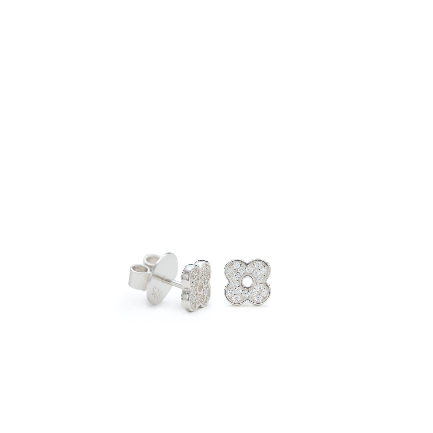 Boucles d'oreilles silhouette fleurie petits argent brillants