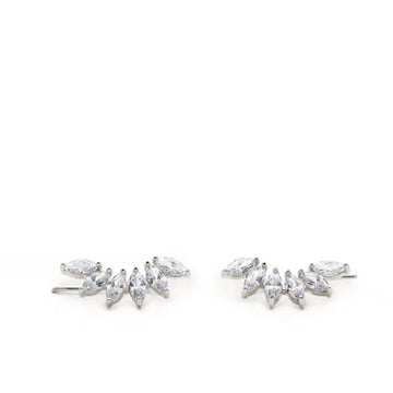 Pendientes trepadores de plata con seis circonitas talla marquesa modelo ovalado