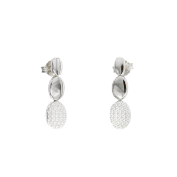 Pendientes largos plata brillantes motivos redondos y circonitas