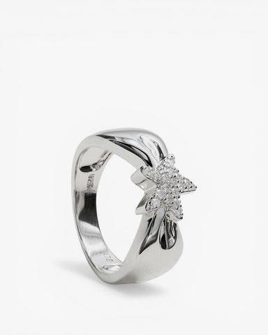 Anillos circonitas diseño de estrella brillante central