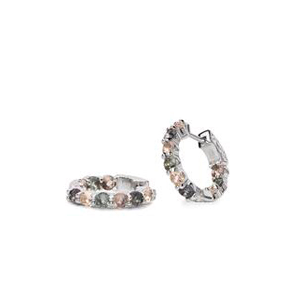 Pendientes aros pequeños formados por cuarzos adamantinos talla ovalada