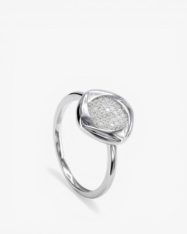 Anillos finos de plata silueta cuadrada y circonitas