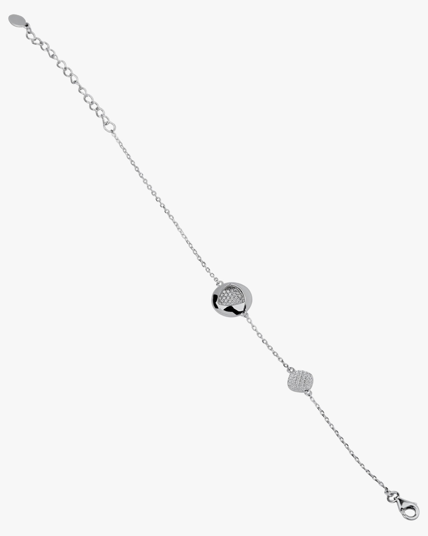 Pulseras finas de plata con silueta triangular y circonitas