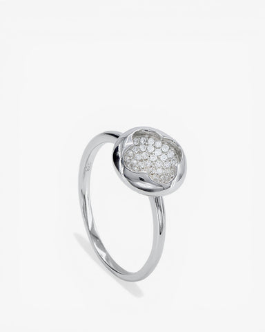Anillos finos de plata silueta de flor y circonitas