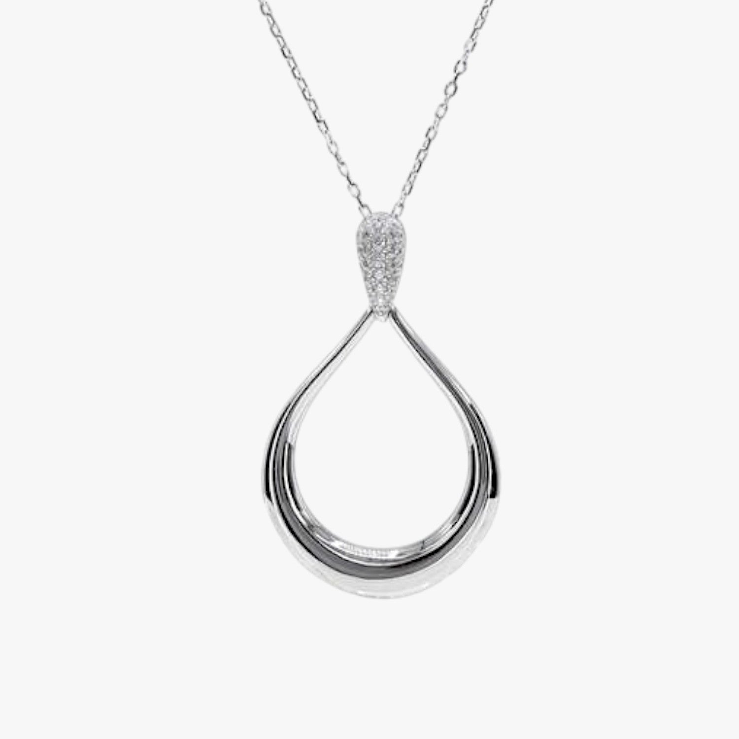 Grands pendentifs en argent en forme de larme avec détails en zircon cubique