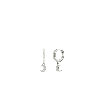 Pendientes aros con colgantes diseño de luna con circonitas