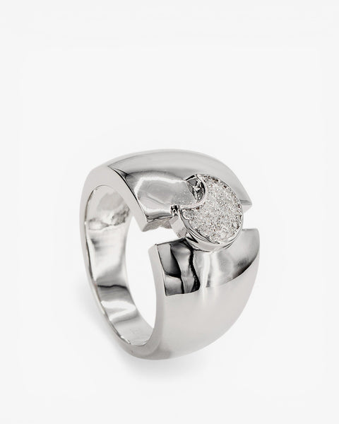 Anillos anchos de plata con luna y circonitas