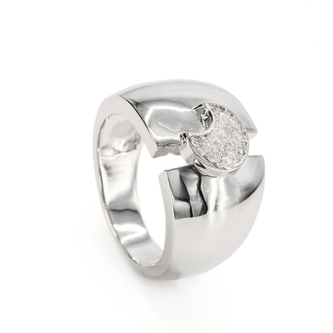 Anillos anchos de plata con luna y circonitas