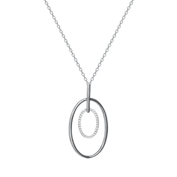 Colgante brillante de plata motivo circular doble