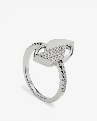 Anillos circonitas diseño de hoja geométrica
