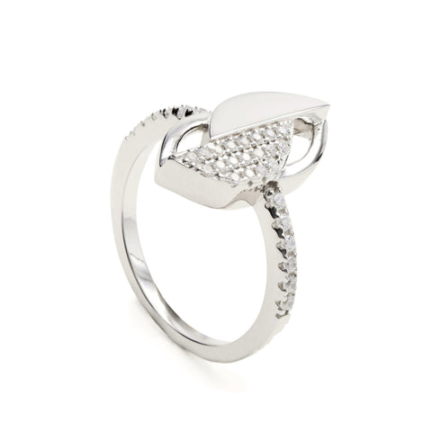 Bagues en zircone avec motif géométrique de feuille