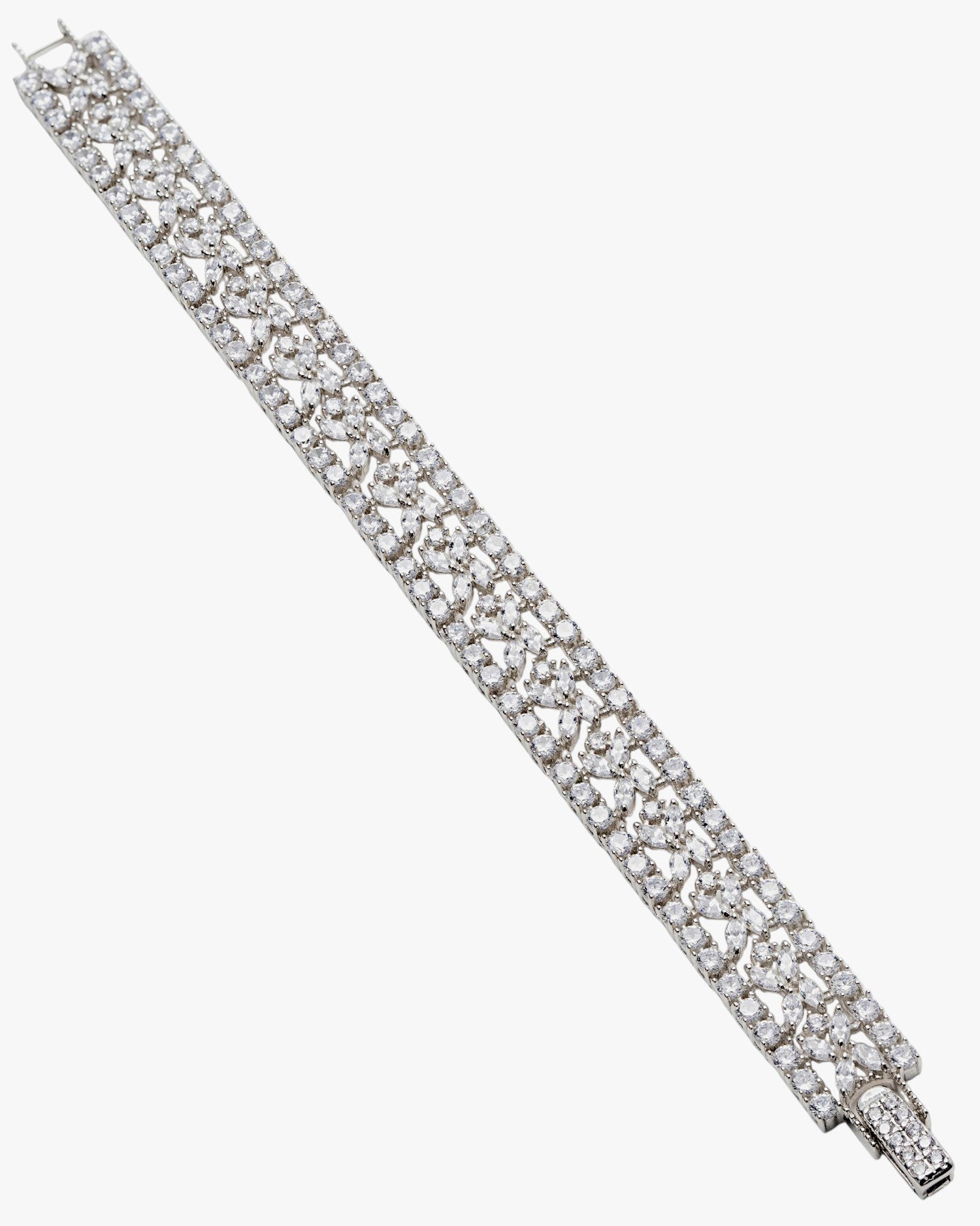 Pulsera riviere de plata con raíles de circonitas blancas en diferentes tallas