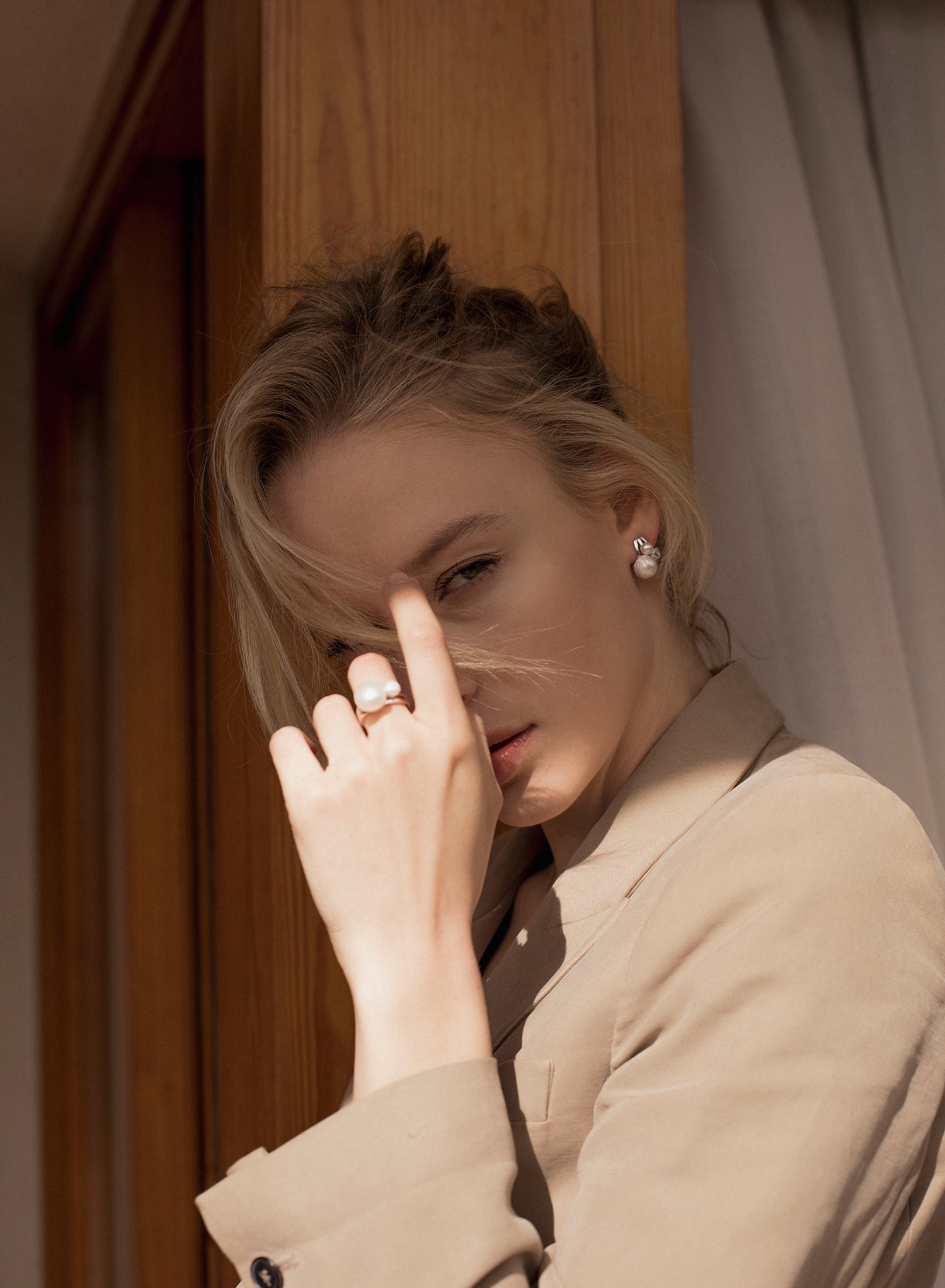 Anillos con perlas de plata con triple motivo