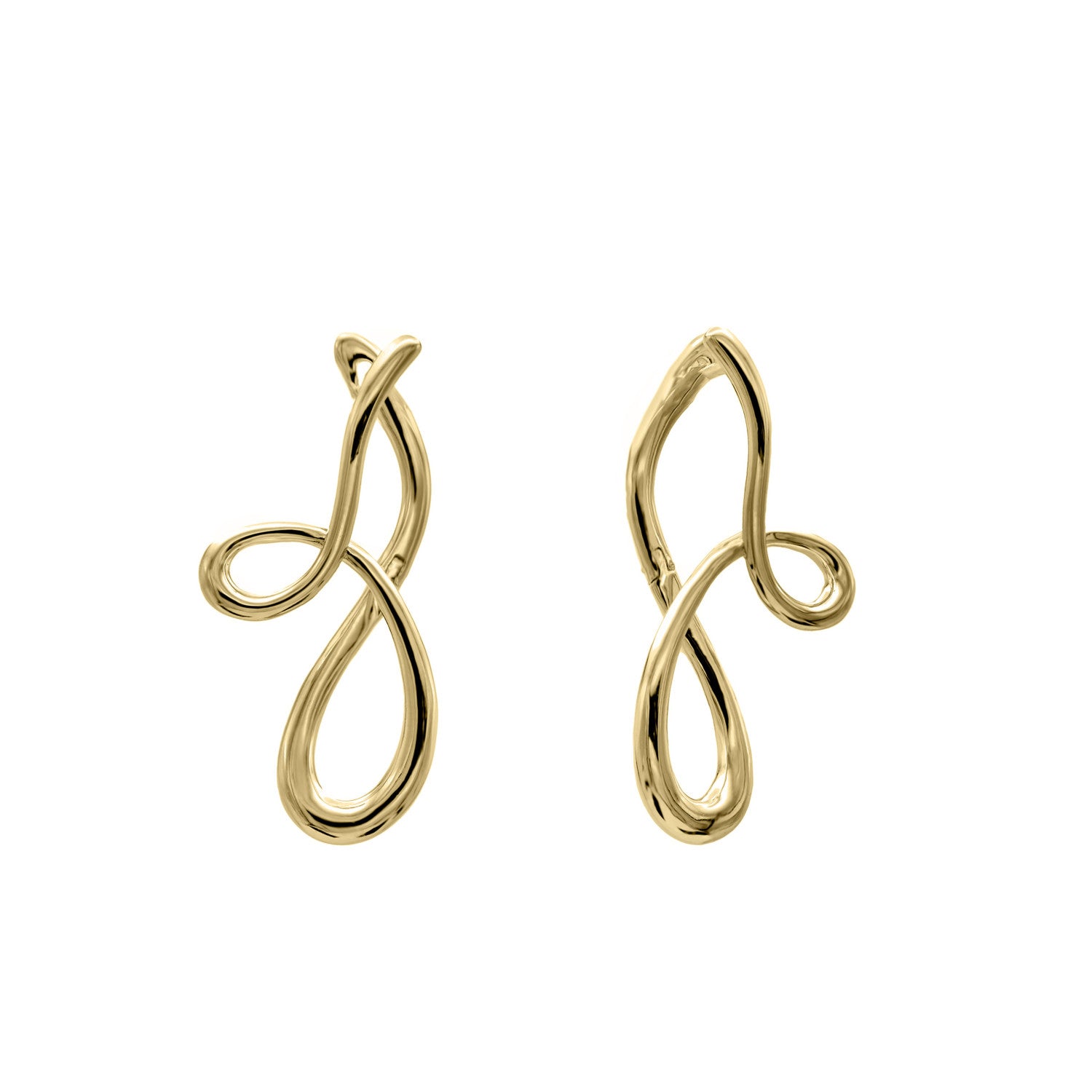 Pendientes originales en plata bañada en oro estilo liquido entrelazado