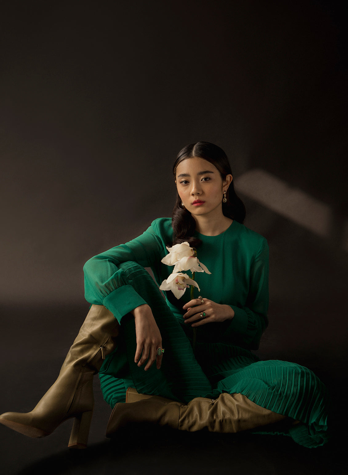 Pendientes de piedra natural de plata diseño triple