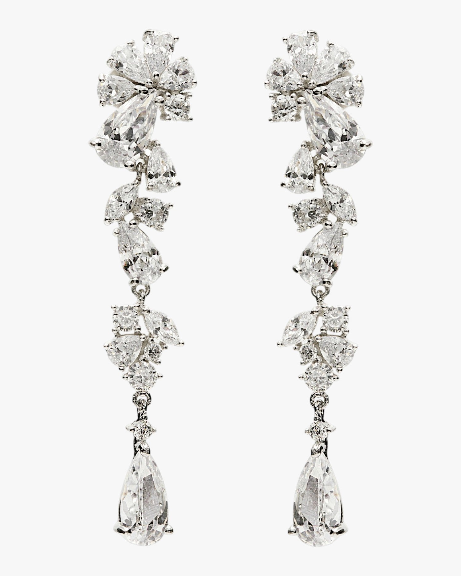Pendientes largos novia diseño cascada brillante