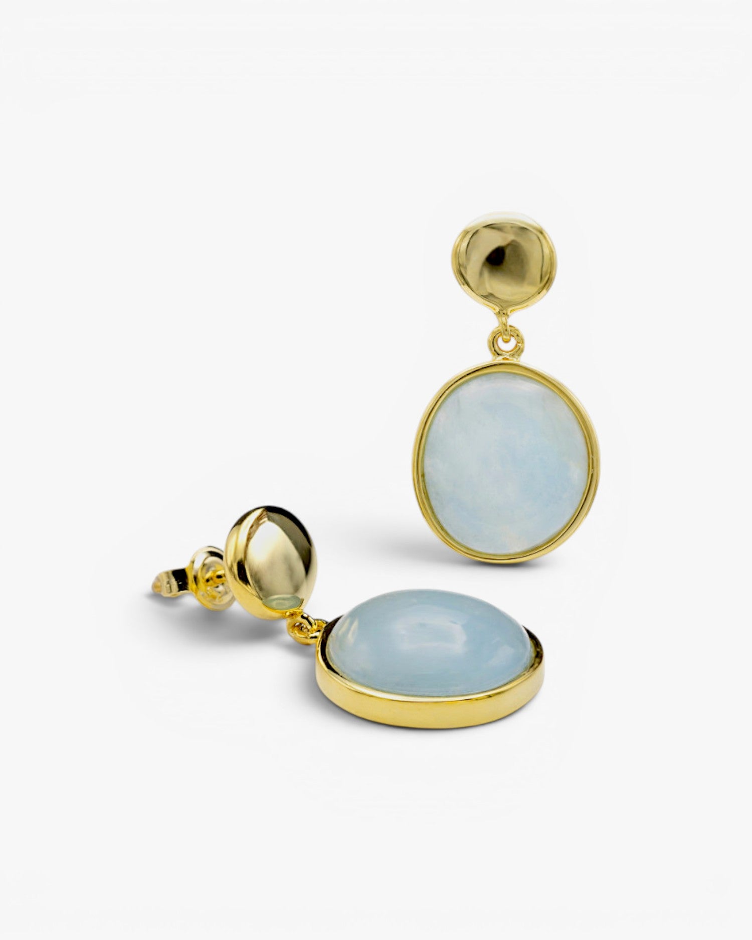 Pendientes largos de plata de piedras de colores plata lisa dos piezas baño en oro