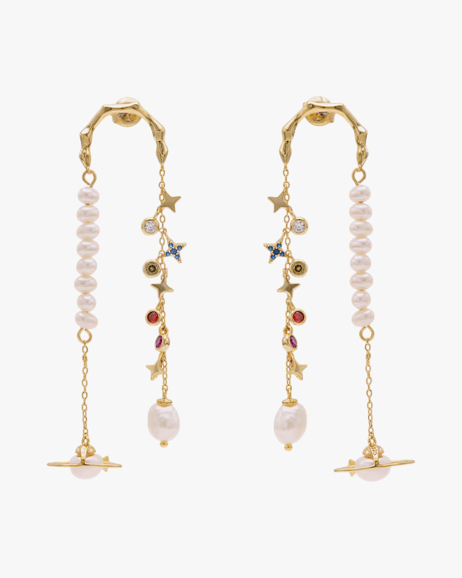 Pendientes con colgantes de perla y circonitas