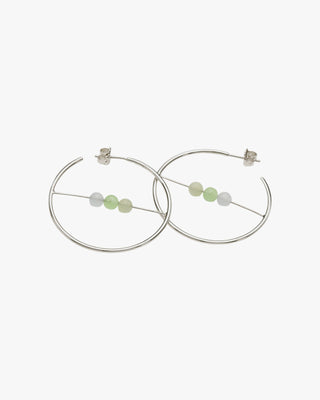 Pendientes aro originales diseño barra central con tres cuarzos adamantinos