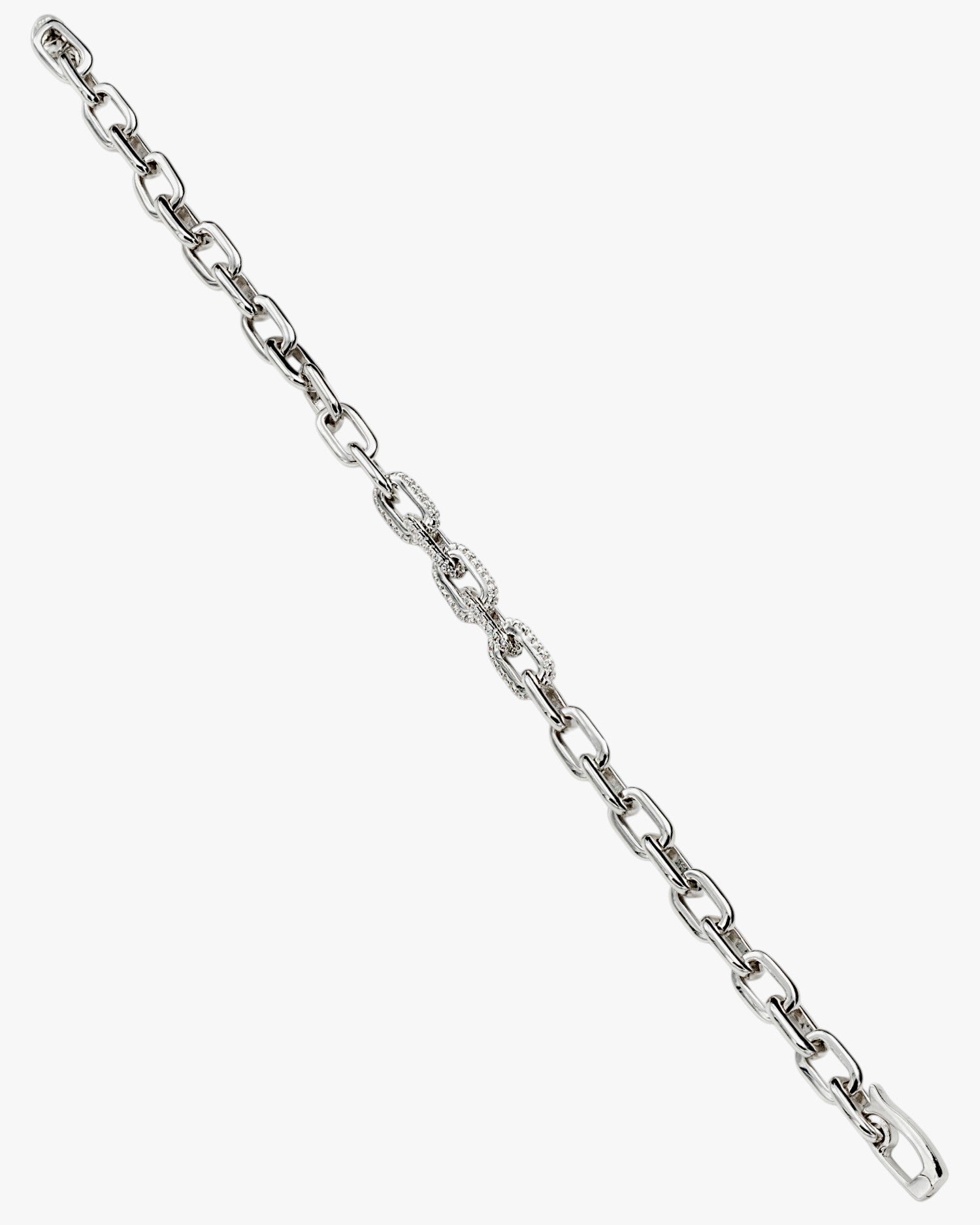 Bracelet à maillons en argent avec motif chaîne et détails en oxyde de zirconium