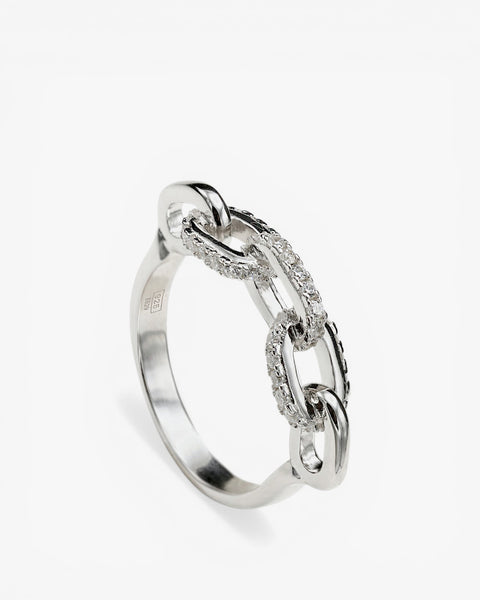 Anillos finos de plata diseño de cadena y circonitas