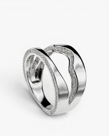 Anillos grandes diseño doble carril irregular con circonitas