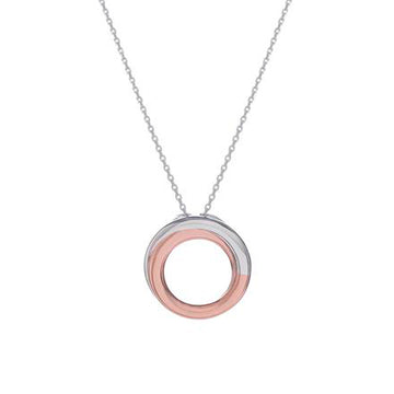 Colgantes bicolor de plata lisa diseño circular en rosa