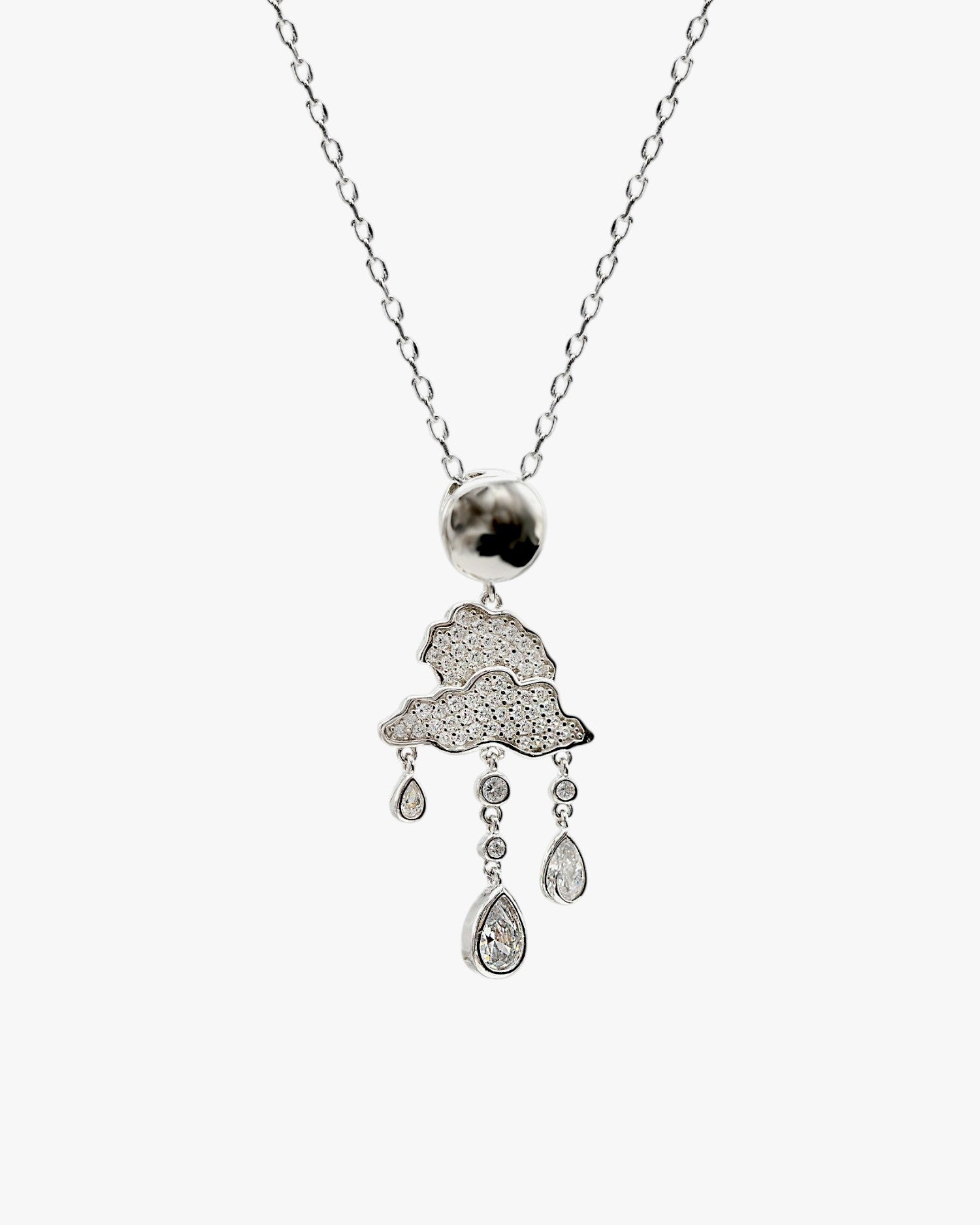 Original silver necklaces with cloud and drop charm designs