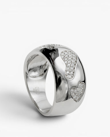 Anillos anchos de plata lisa con motivos de circonitas