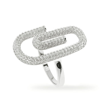 Anillos de diseño con circonitas y motivo de clip