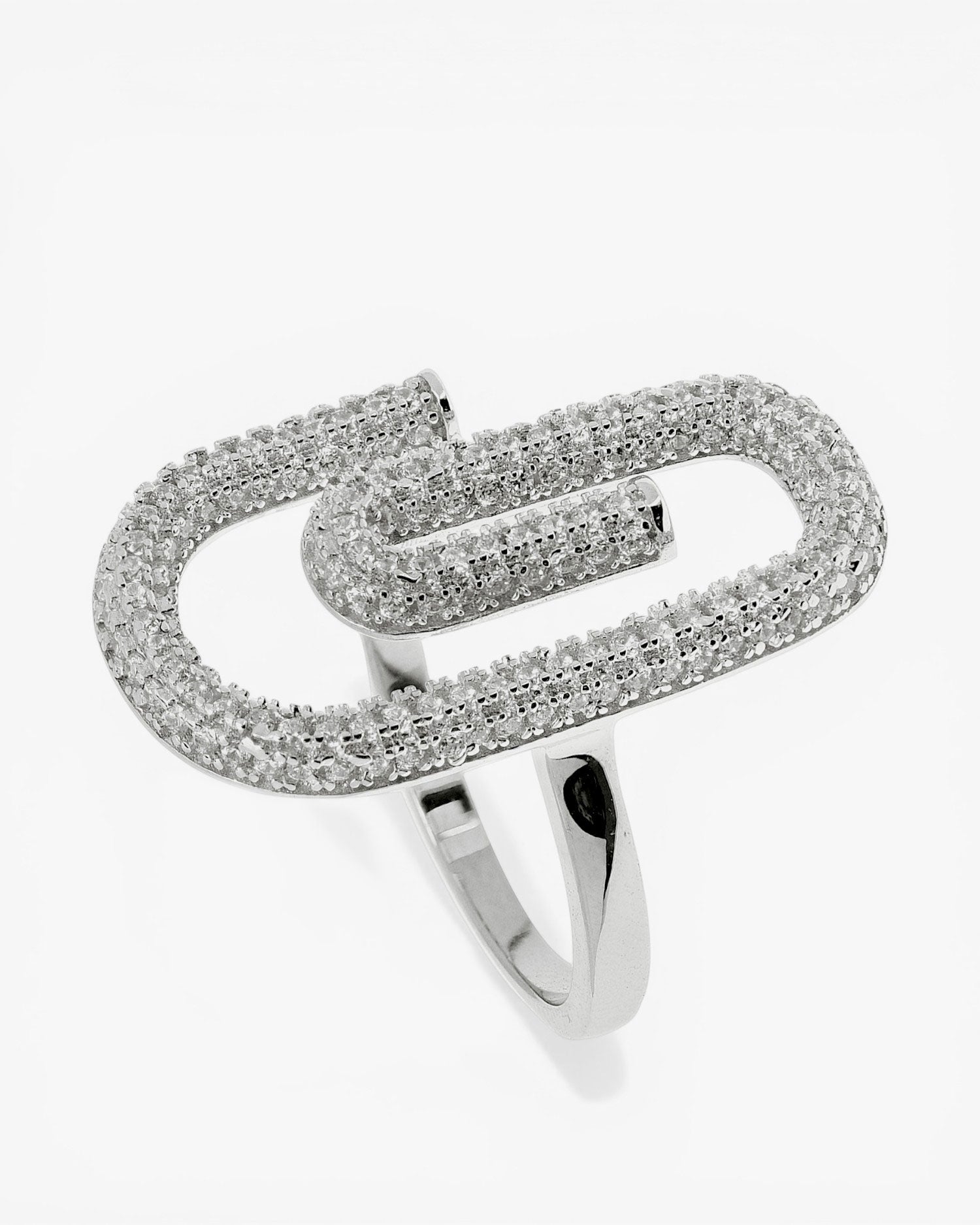 Anillos de diseño con circonitas y motivo de clip