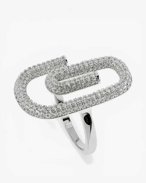 Anillos de diseño con circonitas y motivo de clip