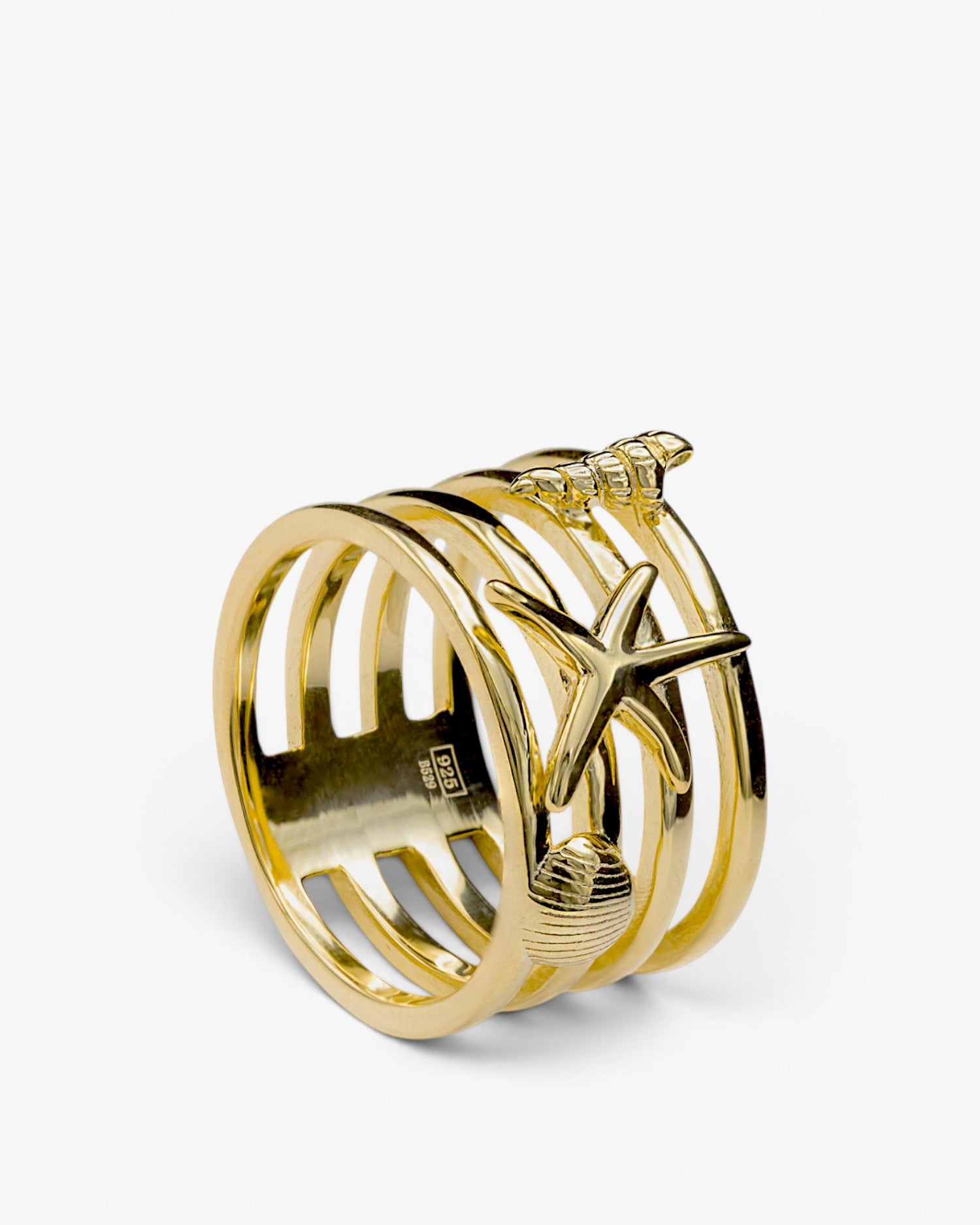 Anillos anchos diseño de motivos marinos