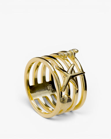 Anillos anchos diseño de motivos marinos