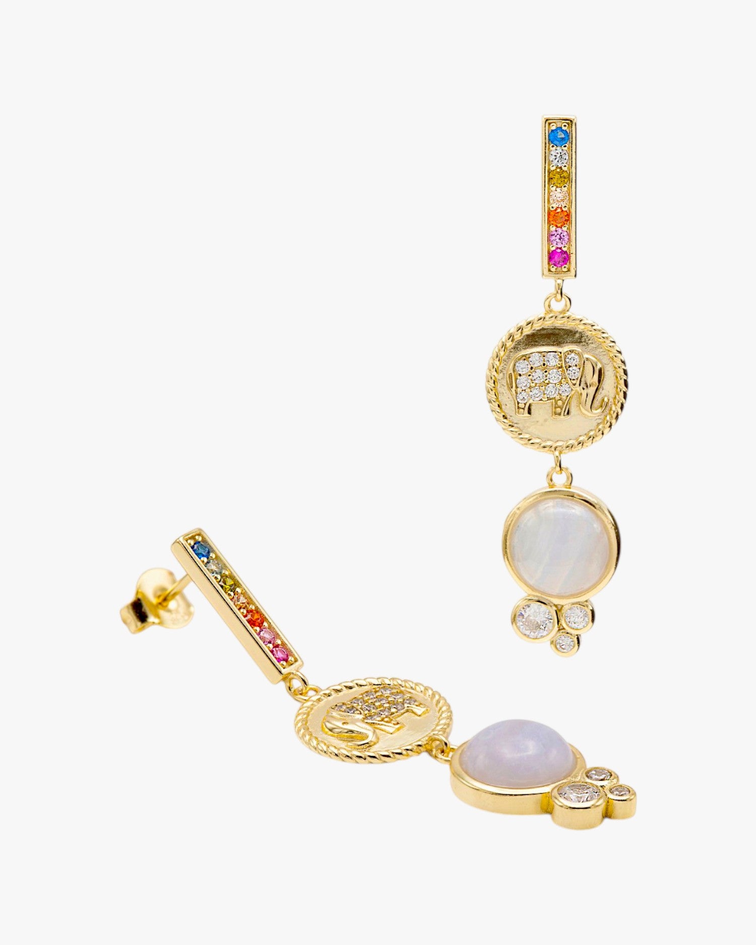 Boucles d'oreilles pendantes en argent plaqué or, motif médaille