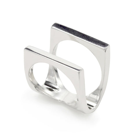 Anillos de diseño doble  cuadrado y liso