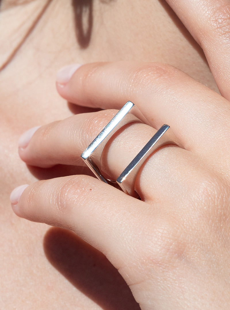 Anillos de diseño doble  cuadrado y liso