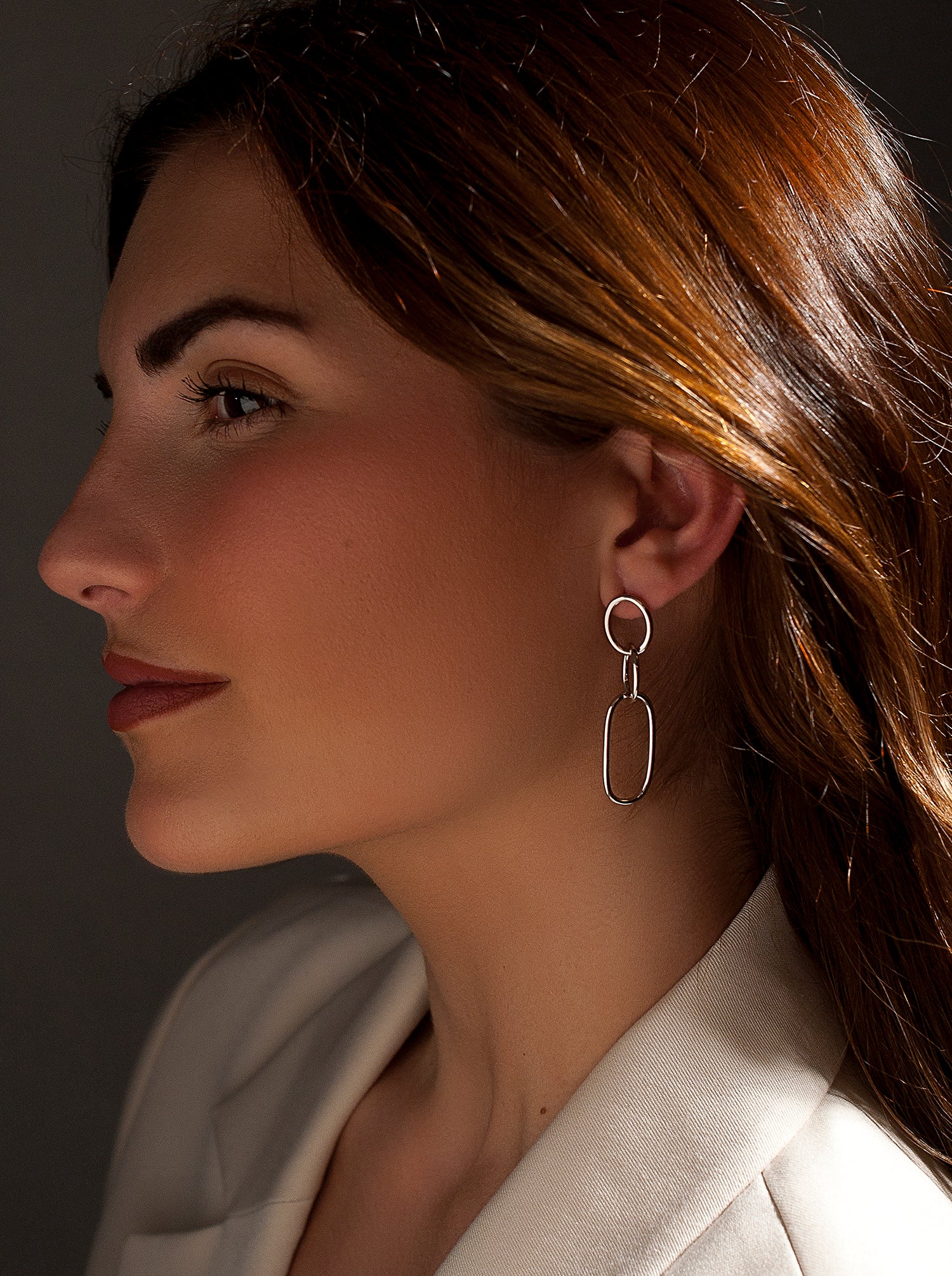 Boucles d'oreilles longs de argent design maillons
