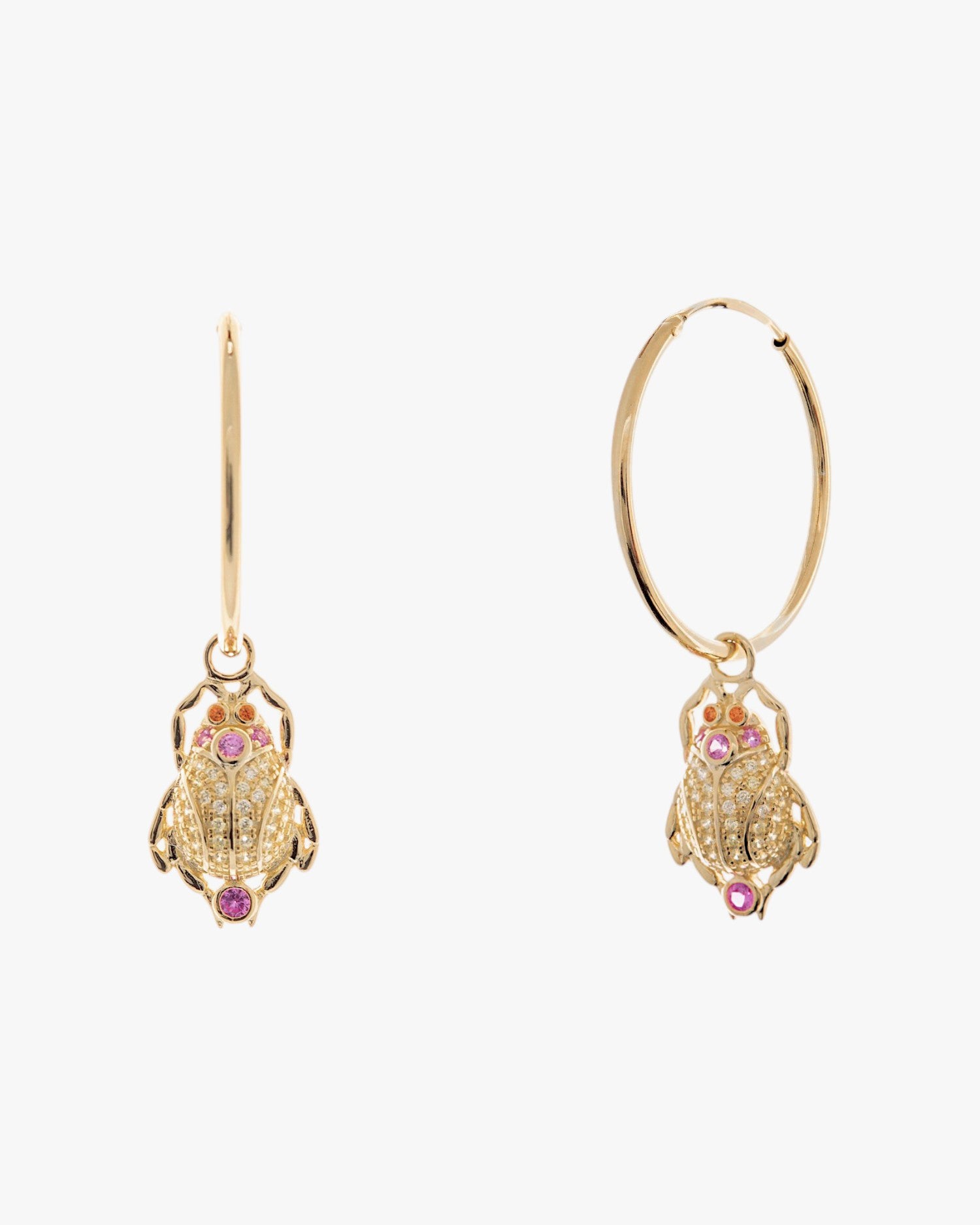 Pendientes aros con colgantes estilo aro diseño escarabajo