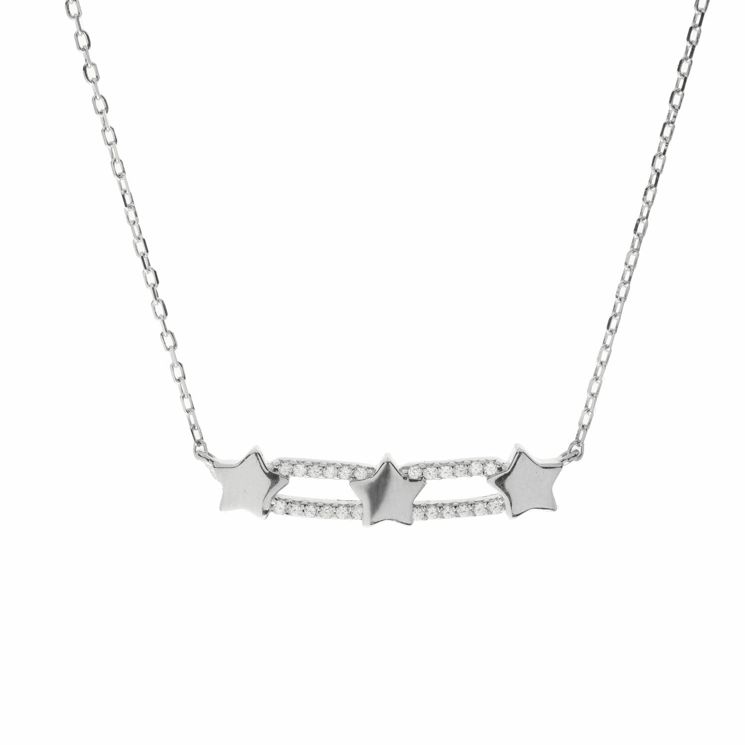 Collares plata originales diseño triple estrella con circonita
