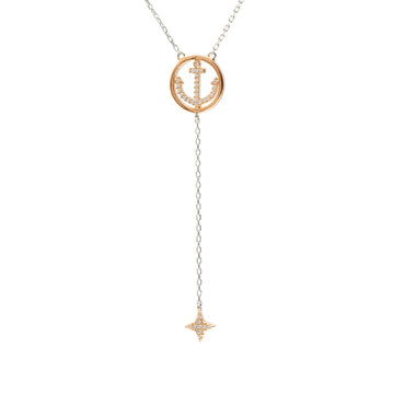 Colgantes bicolor de plata bañado en rosa con dos mini charms en motivo de ancla y estrella con detalle de circonitas blancas