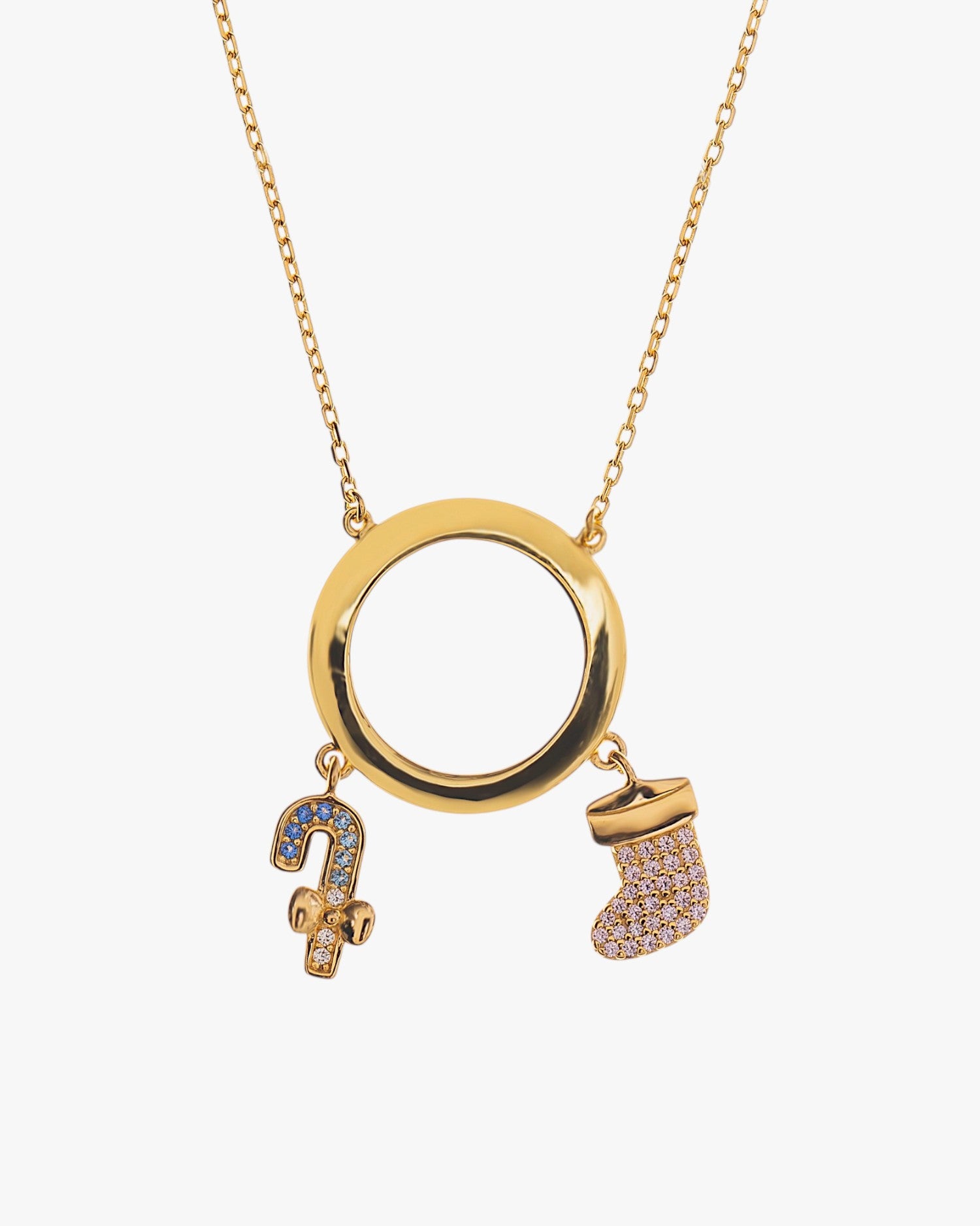 Original silver necklaces with gold plating, Christmas design