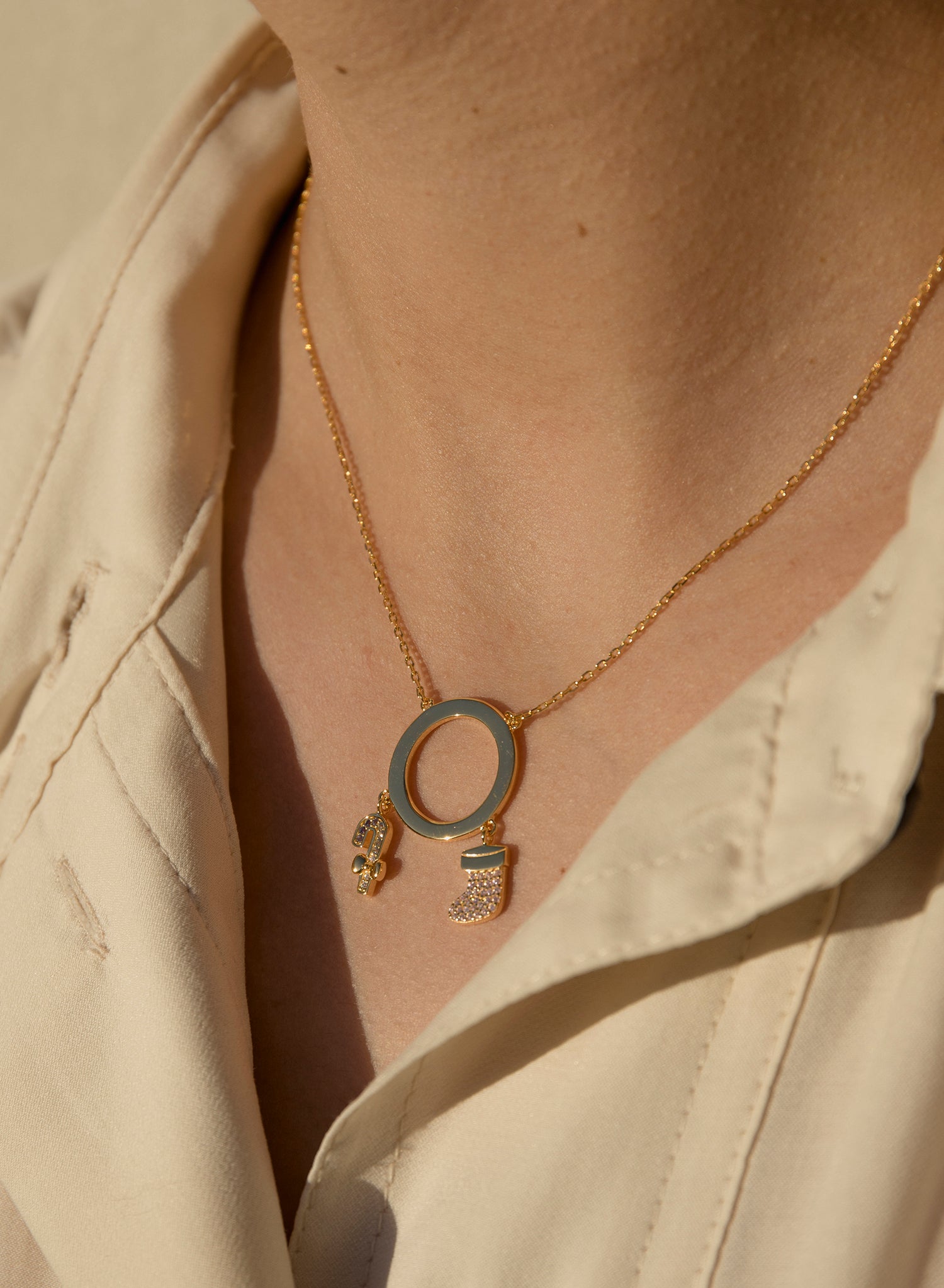 Original silver necklaces with gold plating, Christmas design