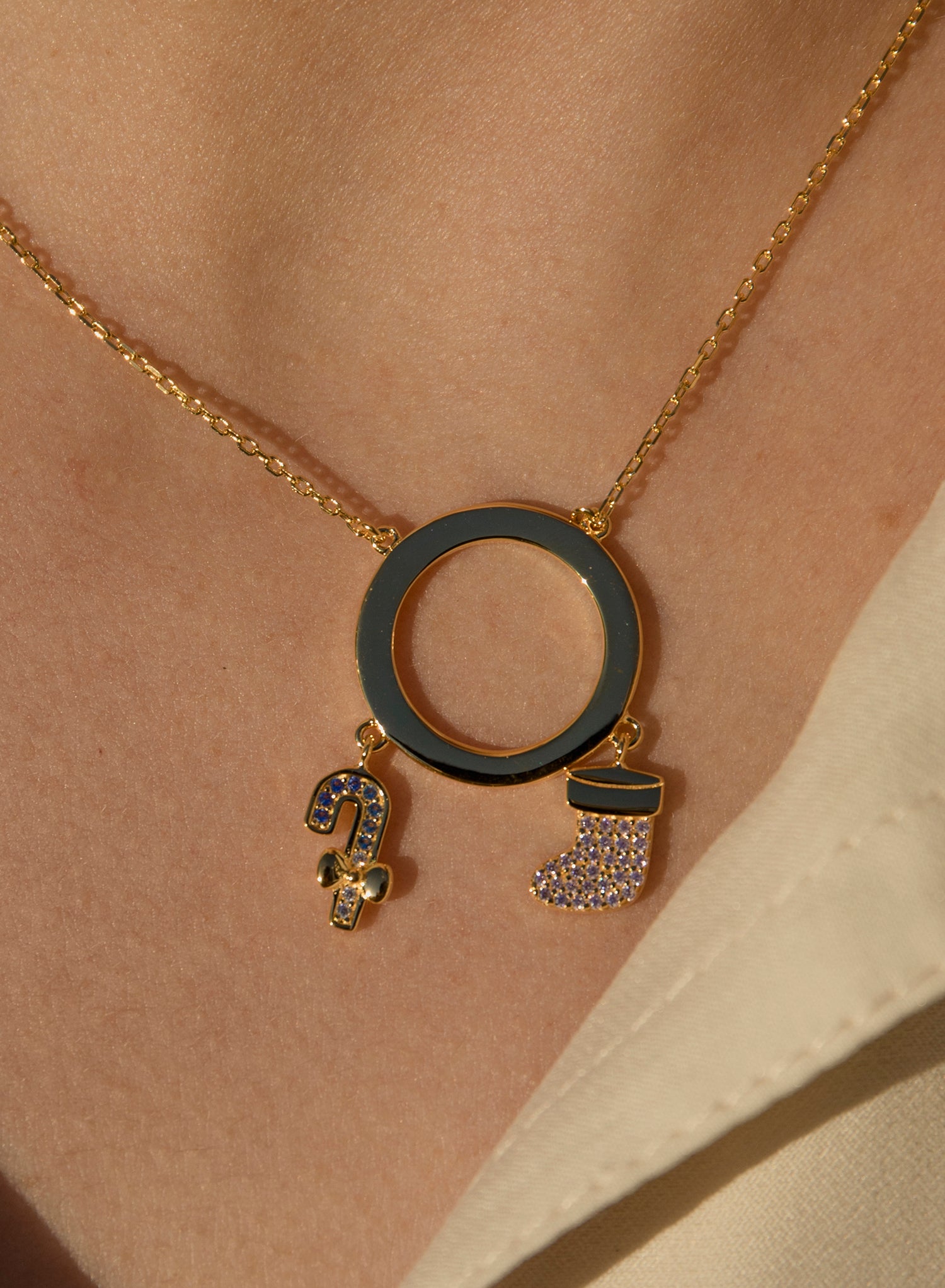Original silver necklaces with gold plating, Christmas design