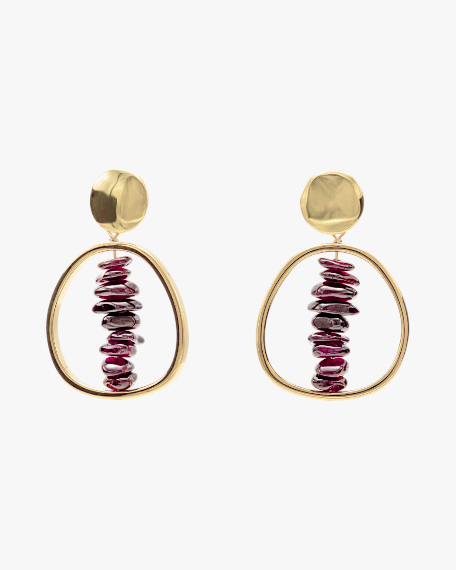 Pendientes con colgantes diseño de aro con piedras naturales
