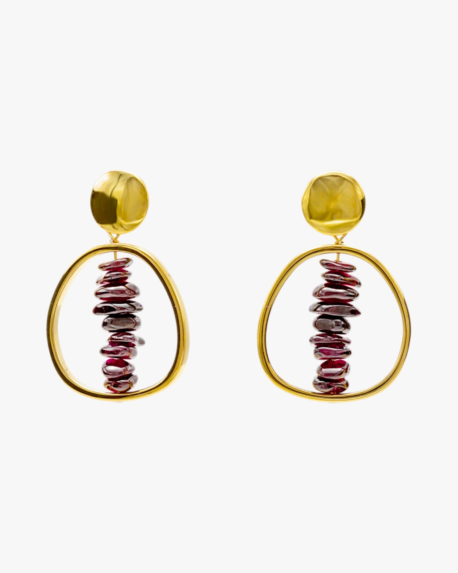 Pendientes con colgantes diseño de aro con piedras naturales