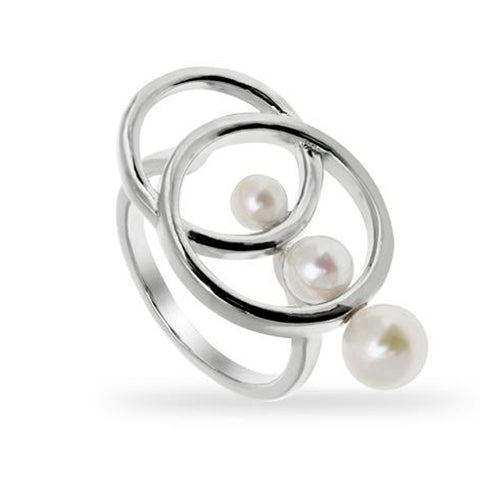 Anillos con perlas de plata diseño triple perla