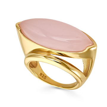 Anillos con piedras tono cuarzo rosa de plata dorada