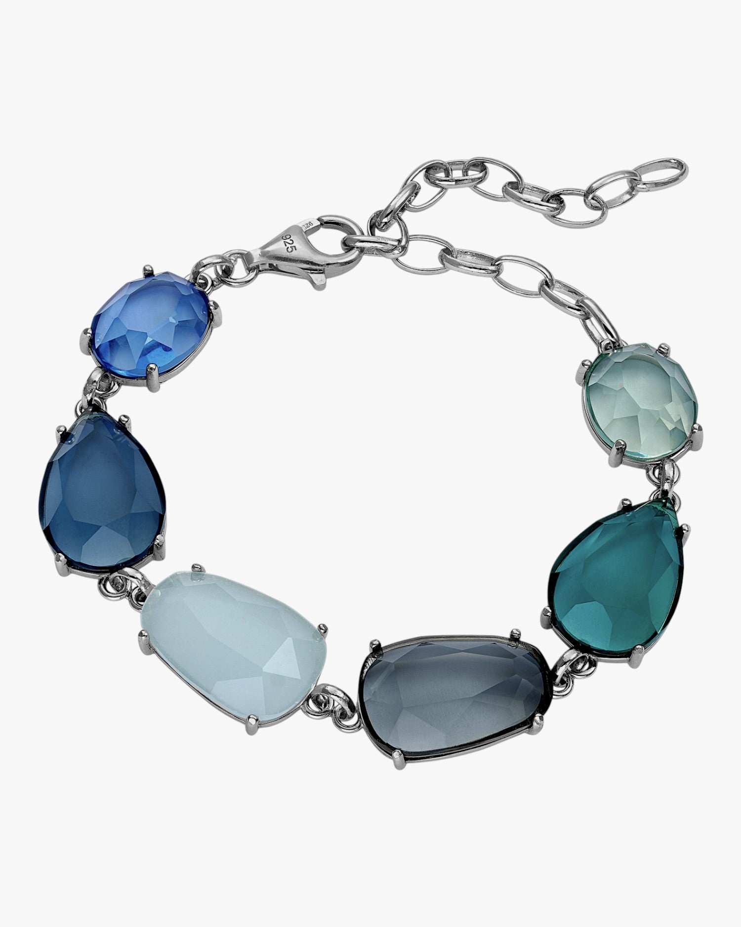 Pulseras con piedras de plata en tonos azules